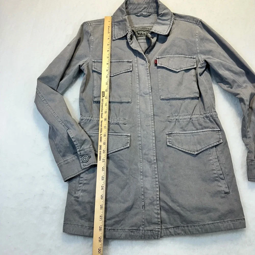 Levis Field Jacket Womens XS Gray Utility Military Cotton Twill Cargo Parka Coat